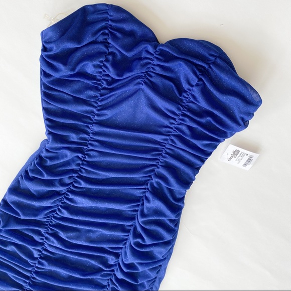 NWT Blue Ruched Sparkle Mini Tube Dress - Picture 2 of 8
